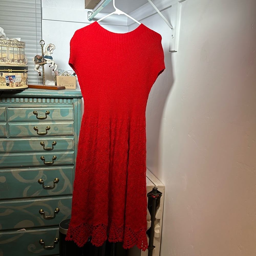 Anthropologie Red Sweater Dress